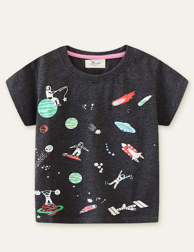 Glowing Space World Printed T-shirt - CCMOM