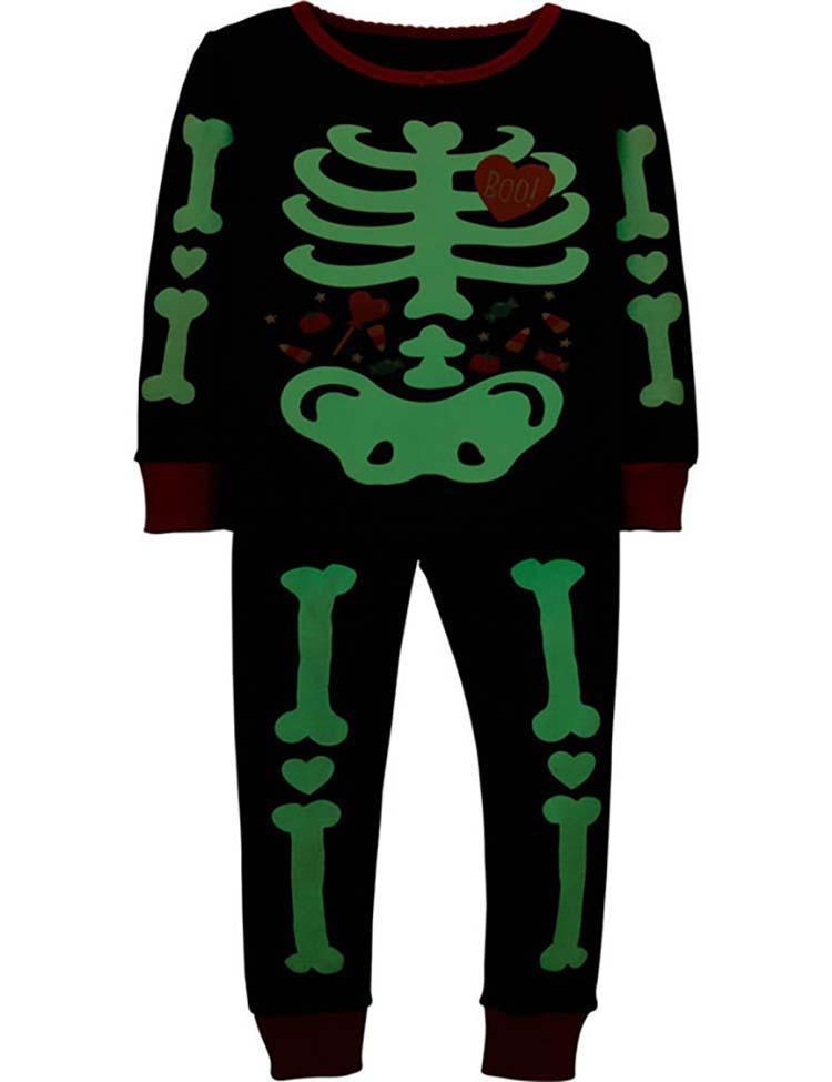 Halloween Luminous Skull Printed Pajamas - CCMOM