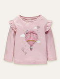 Hot Air Balloon Appliqué Long Sleeve T-shirt - CCMOM