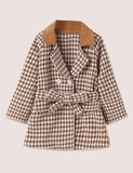 Houndstooth Woolen Coat - CCMOM