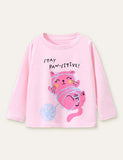 Kitten Wool Ball Printed Long-Sleeved T-shirt - CCMOM