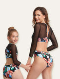 Leaves Printed Mesh Family Matching Swimsuit - CCMOM