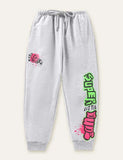 Letter Excavator Printed Sweatpants - CCMOM