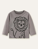 Lion Printed Long Sleeve T-shirt - CCMOM