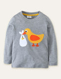 Little Duck Appliqué Long Sleeve T-shirt - CCMOM