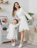 Long Sleeve V-neck Family Matching Dress - CCMOM