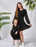 Long Sleeve V-neck Family Matching Dress - CCMOM