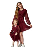 Long Sleeve V-neck Family Matching Dress - CCMOM