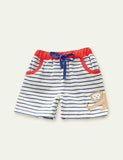 Lovly Animal Appliqué Striped Shorts - CCMOM