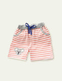 Lovly Animal Appliqué Striped Shorts - CCMOM