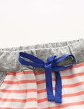 Lovly Animal Appliqué Striped Shorts - CCMOM