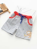 Lovly Animal Appliqué Striped Shorts - CCMOM