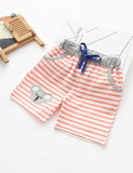 Lovly Animal Appliqué Striped Shorts - CCMOM