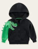 One-Armed Dinosaur Printed Zip Sweatshirt - CCMOM