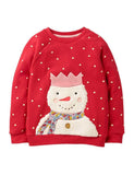 Plush Snowman Appliqué Dot Sweatshirt - CCMOM