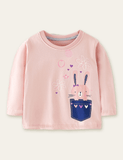 Pocket Rabbit Printed Long Sleeve T-shirt - CCMOM