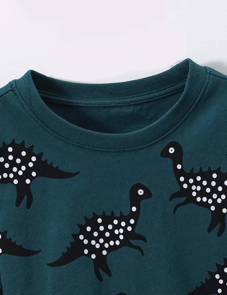 Polka Dot Dinosaur Printed Long-Sleeved T-shirt - CCMOM