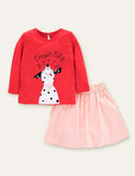 Polka Dot Puppy Printed Long-Sleeve Set - CCMOM