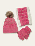 Pom Pom Hat Scarf Gloves Three-Piece Set - CCMOM