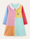 Rabbit Embroidered Colorful Dress