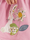 Rabbit Flower Appliqué Long Sleeve Dress - CCMOM