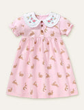 Rabbit Printed Embroidered Dress - CCMOM