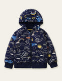 Rainbow Airplane Full Printed Hooded Zipper Jacket - CCMOM