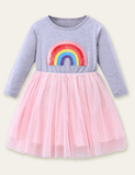 Rainbow Appliqué Tulle Dress