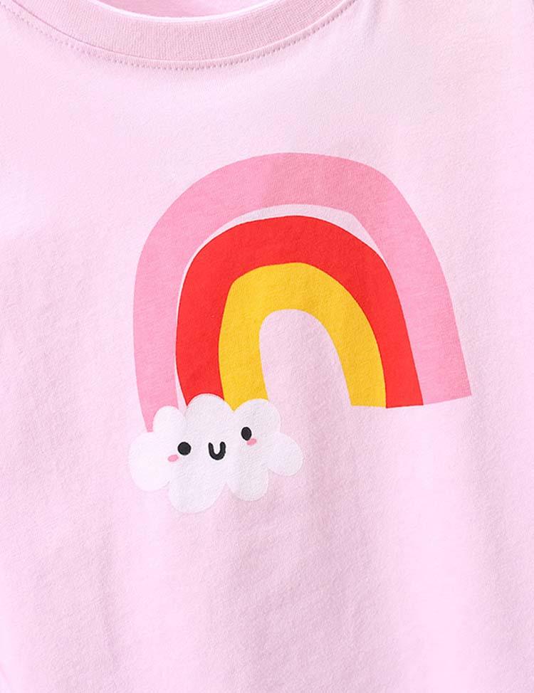 Rainbow Clouds Printed Long-Sleeved T-shirt - CCMOM