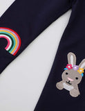Rainbow Embroidered Rabbit Appliqué Leggings - CCMOM