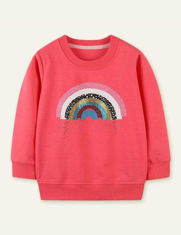 Rainbow Printing Crew Neck Pullover Sweatshirt - CCMOM