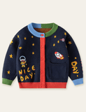 Rocket Planet Embroidery Sweater Cardigan - CCMOM