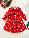 Santa Claus Long Sleeve Princess Dress Bow Party Dress