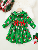 Santa Claus Long Sleeve Princess Dress Bow Party Dress - CCMOM