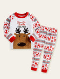 Santa Elk Appliqué Embroidered Pajamas - CCMOM