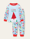 Santa Elk Appliqué Embroidered Pajamas - CCMOM
