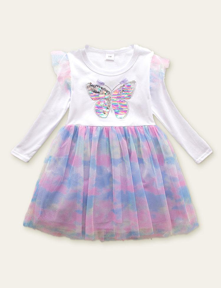 Sequined Butterfly Mesh Dress - CCMOM