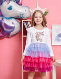 Sequined Unicorn Printed Mesh Party Dress