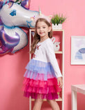 Sequined Unicorn Printed Mesh Party Dress - CCMOM