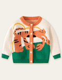 Shaped Tiger Pattern Sweater Cardigan - CCMOM