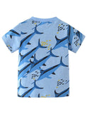 Shark Print Short-Sleeved T-shirt - CCMOM