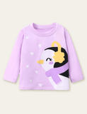 Ski Penguin Printed Long-Sleeved T-shirt