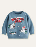 Snowman Printed Fur Ball Sweatshirt