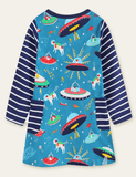 Spaceship Dog Printed Dress - CCMOM