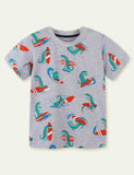 Surfing Alligator Printed Short Sleeve T-shirt - CCMOM