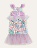 Toddler & Kid Girl Sequins Design Mermaid Fluttler-sleeve Party Dress