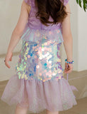 Toddler & Kid Girl Sequins Design Mermaid Fluttler-sleeve Party Dress - CCMOM