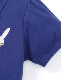 Toddler & Kids Rabbit Embroidered Ruffle Hem Polo Dress - CCMOM