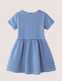 Toddler & Kids Rainbow Applique Striped Short Sleeves Splice Dress - CCMOM