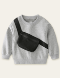 Toddler Black Bag Decorative Crew Neck Pull Over Sweatshirt